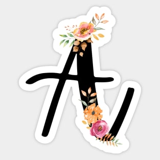 Letter A With Autumn Floral Wreath Sticker